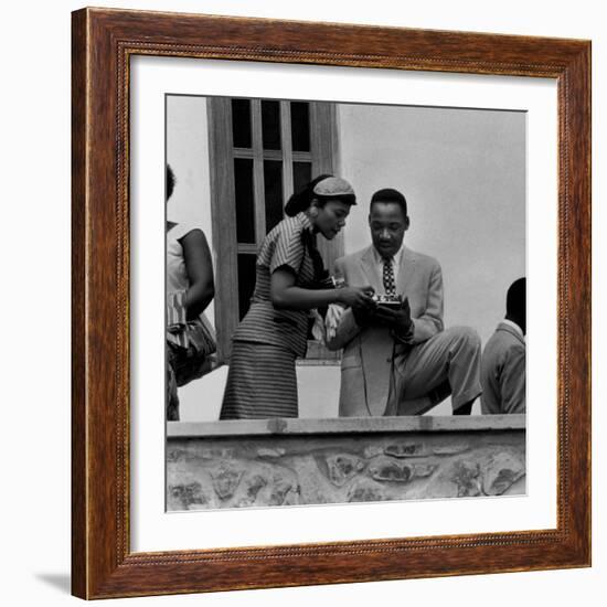 Civil Rights Leader Rev. Martin Luther King Jr. and Wife Visiting Ghanain Independence Ceremonies-Mark Kauffman-Framed Premium Photographic Print