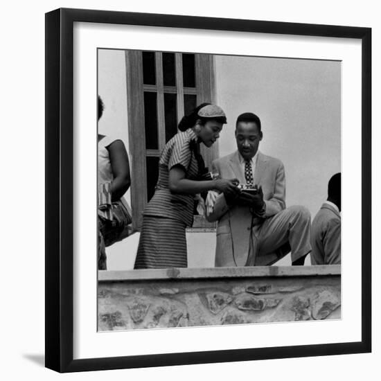 Civil Rights Leader Rev. Martin Luther King Jr. and Wife Visiting Ghanain Independence Ceremonies-Mark Kauffman-Framed Premium Photographic Print