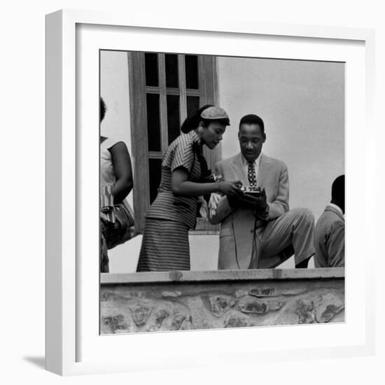 Civil Rights Leader Rev. Martin Luther King Jr. and Wife Visiting Ghanain Independence Ceremonies-Mark Kauffman-Framed Premium Photographic Print