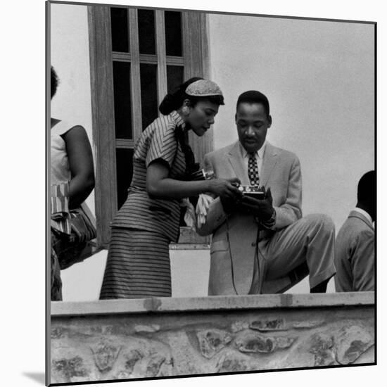 Civil Rights Leader Rev. Martin Luther King Jr. and Wife Visiting Ghanain Independence Ceremonies-Mark Kauffman-Mounted Premium Photographic Print