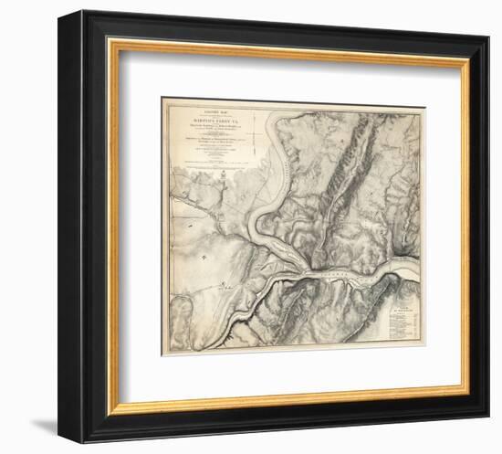 Civil War Map of the Country Adjacent to Harper's Ferry, Virginia, c.1863-John E^ Weyss-Framed Art Print