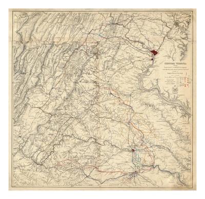 Civil War Map Showing Grants Campaign And Marches Through Central Virginia C1865 Art Print By Artcom