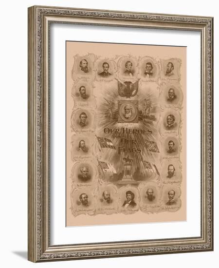 Civil War Print of General Robert E. Lee and Prominent Confederate Generals-null-Framed Art Print