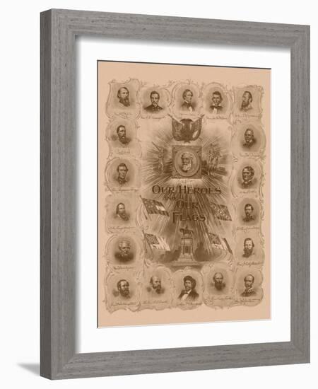 Civil War Print of General Robert E. Lee and Prominent Confederate Generals-null-Framed Art Print