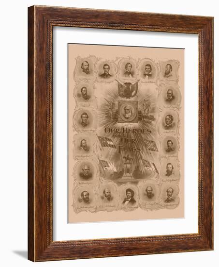 Civil War Print of General Robert E. Lee and Prominent Confederate Generals-null-Framed Art Print