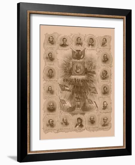 Civil War Print of General Robert E. Lee and Prominent Confederate Generals-null-Framed Art Print