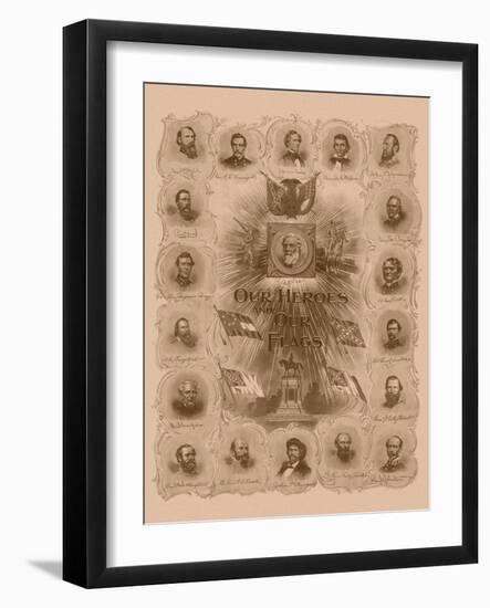 Civil War Print of General Robert E. Lee and Prominent Confederate Generals-null-Framed Art Print