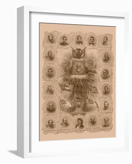 Civil War Print of General Robert E. Lee and Prominent Confederate Generals-null-Framed Art Print