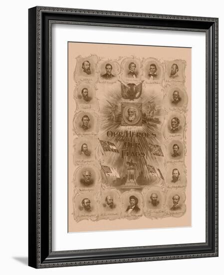 Civil War Print of General Robert E. Lee and Prominent Confederate Generals-null-Framed Art Print