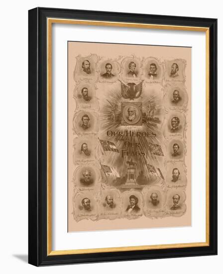 Civil War Print of General Robert E. Lee and Prominent Confederate Generals-null-Framed Art Print