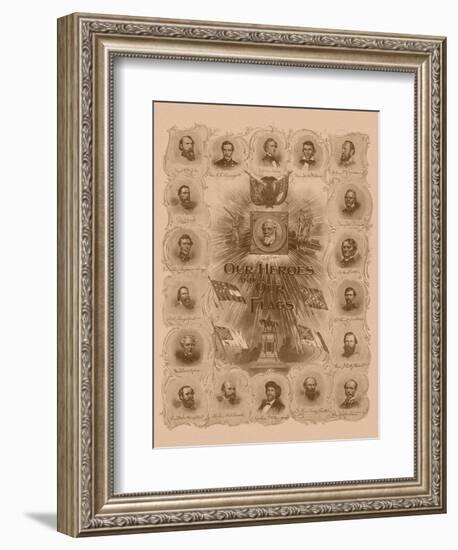 Civil War Print of General Robert E. Lee and Prominent Confederate Generals-null-Framed Art Print