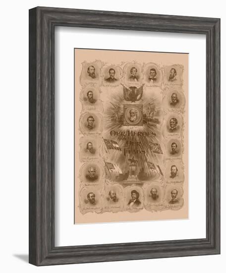 Civil War Print of General Robert E. Lee and Prominent Confederate Generals-null-Framed Art Print