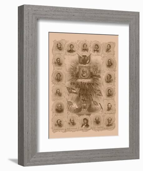 Civil War Print of General Robert E. Lee and Prominent Confederate Generals-null-Framed Art Print