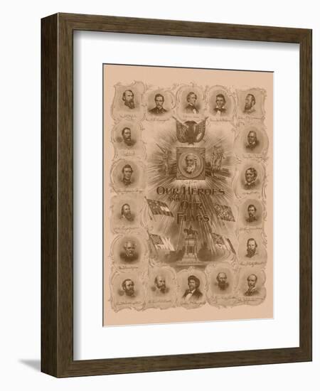 Civil War Print of General Robert E. Lee and Prominent Confederate Generals-null-Framed Art Print