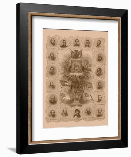 Civil War Print of General Robert E. Lee and Prominent Confederate Generals-null-Framed Art Print