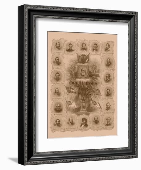 Civil War Print of General Robert E. Lee and Prominent Confederate Generals-null-Framed Art Print