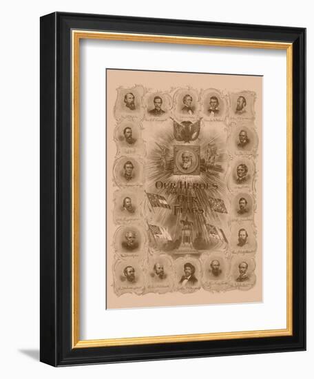 Civil War Print of General Robert E. Lee and Prominent Confederate Generals--Framed Art Print