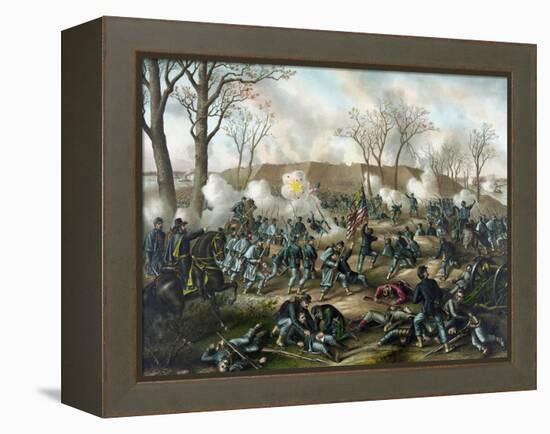 Civil War Print of the Battle of Fort Donelson-Stocktrek Images-Framed Stretched Canvas