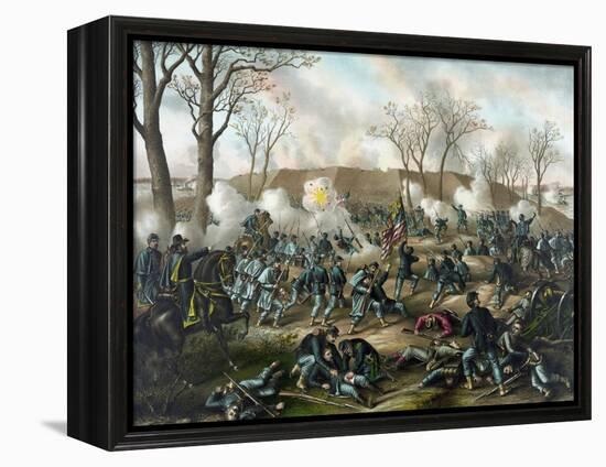 Civil War Print of the Battle of Fort Donelson-Stocktrek Images-Framed Stretched Canvas