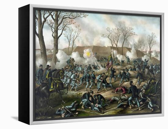 Civil War Print of the Battle of Fort Donelson-Stocktrek Images-Framed Stretched Canvas