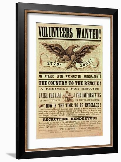 Civil War Recruiting Poster, 1861 (Print)-null-Framed Giclee Print