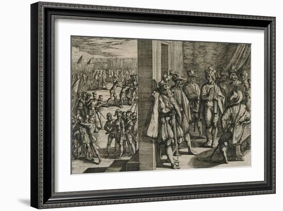 Civilis, Tutor, Classicus, ende andere Triersche comen tsamen secretelyck in een borghers huys bin-Antonio Tempesta-Framed Giclee Print