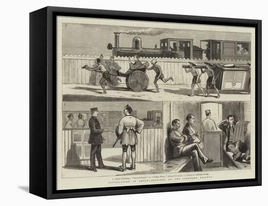 Civilisation in Japan, Sketches on the Yokohama Railway-null-Framed Premier Image Canvas