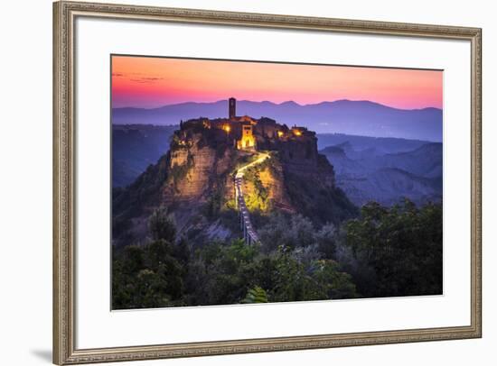 Civita di Bagnoregio, Viterbo, Lazio, Central Italy, Europe. Sunrise over Civita di Bagnoregio-ClickAlps-Framed Photographic Print