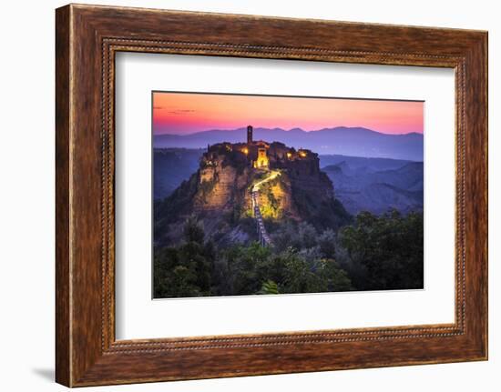 Civita di Bagnoregio, Viterbo, Lazio, Central Italy, Europe. Sunrise over Civita di Bagnoregio-ClickAlps-Framed Photographic Print