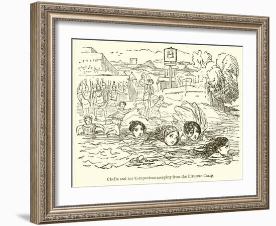 Claelia and Her Companions Escaping from the Etruscan Camp-John Leech-Framed Giclee Print