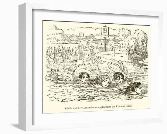 Claelia and Her Companions Escaping from the Etruscan Camp-John Leech-Framed Giclee Print