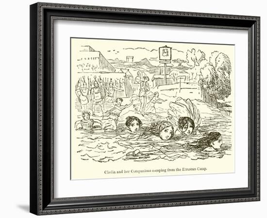 Claelia and Her Companions Escaping from the Etruscan Camp-John Leech-Framed Giclee Print