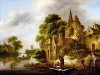 Houses and a Windmill by a River with Boats and Fisherfolk-Claes Molenaer-Giclee Print