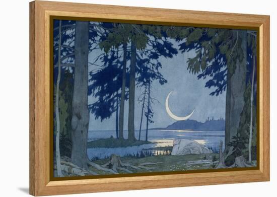 Clair De Lune Sur Le Lac Ilmen. Decor Pour Lêopera Sadko De Nicolas (Nikolai) Rimski Korsakov (Rims-Ivan Bilibin-Framed Premier Image Canvas