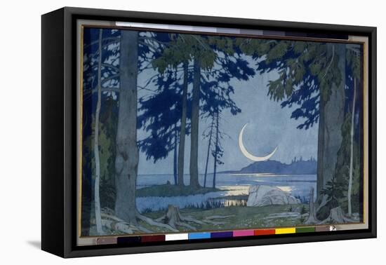 Clair De Lune Sur Le Lac Ilmen. Decor Pour Lêopera Sadko De Nicolas (Nikolai) Rimski Korsakov (Rims-Ivan Bilibin-Framed Premier Image Canvas