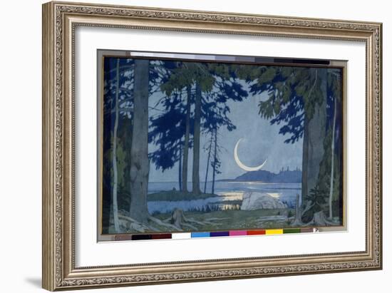 Clair De Lune Sur Le Lac Ilmen. Decor Pour Lêopera Sadko De Nicolas (Nikolai) Rimski Korsakov (Rims-Ivan Bilibin-Framed Giclee Print