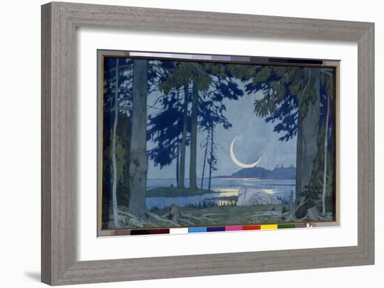 Clair De Lune Sur Le Lac Ilmen. Decor Pour Lêopera Sadko De Nicolas (Nikolai) Rimski Korsakov (Rims-Ivan Bilibin-Framed Giclee Print