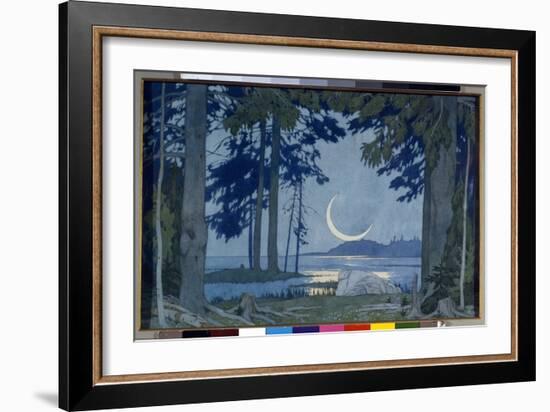 Clair De Lune Sur Le Lac Ilmen. Decor Pour Lêopera Sadko De Nicolas (Nikolai) Rimski Korsakov (Rims-Ivan Bilibin-Framed Giclee Print