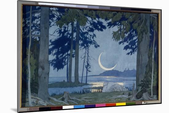 Clair De Lune Sur Le Lac Ilmen. Decor Pour Lêopera Sadko De Nicolas (Nikolai) Rimski Korsakov (Rims-Ivan Bilibin-Mounted Giclee Print