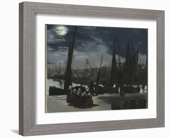 Clair de lune sur le port de Boulogne-Edouard Manet-Framed Giclee Print