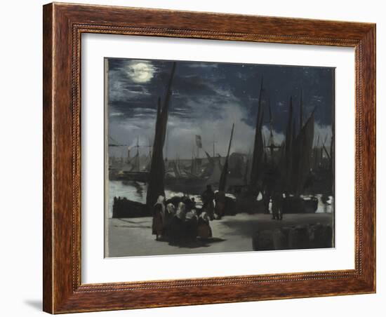 Clair de lune sur le port de Boulogne-Edouard Manet-Framed Giclee Print