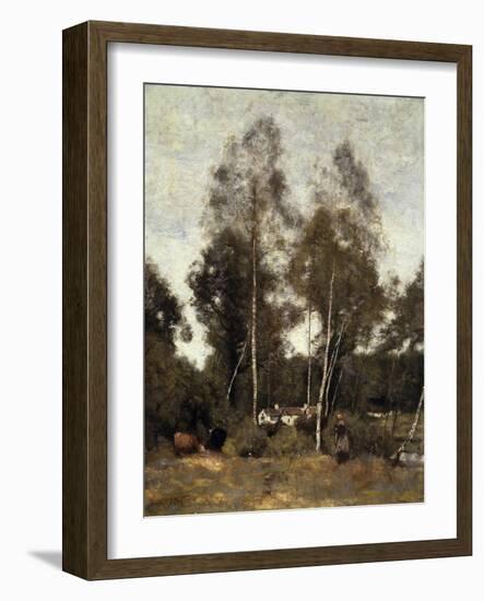 Clairiere Pierre du Bois, the Evaux, near Chateau-Thierry-Jean-Baptiste-Camille Corot-Framed Giclee Print