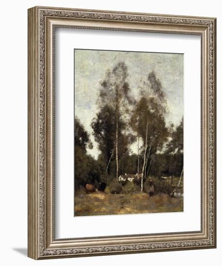 Clairiere Pierre du Bois, the Evaux, near Chateau-Thierry-Jean-Baptiste-Camille Corot-Framed Giclee Print