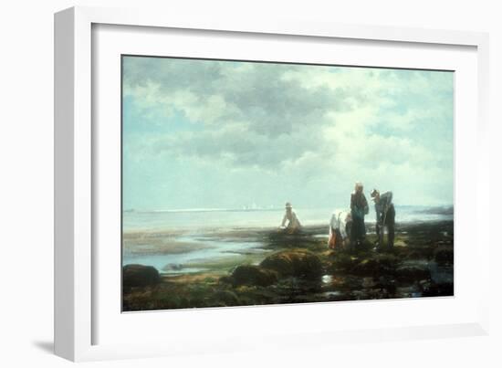 Clam Diggers, C.Mid-1880S (Oil on Canvas)-Edward Moran-Framed Giclee Print