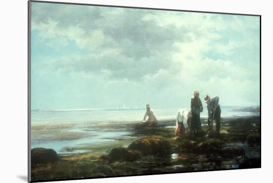 Clam Diggers, C.Mid-1880S (Oil on Canvas)-Edward Moran-Mounted Giclee Print