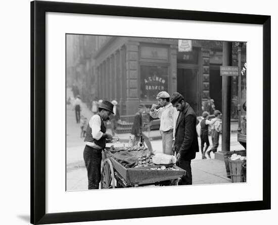 Clam Seller in Mulberry Bend, N.Y.-null-Framed Photo