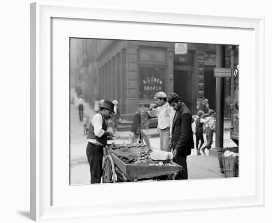 Clam Seller in Mulberry Bend, N.Y.-null-Framed Photo