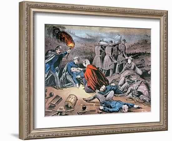 Clara Barton Tending Wounded During the American Civil War-American School-Framed Giclee Print