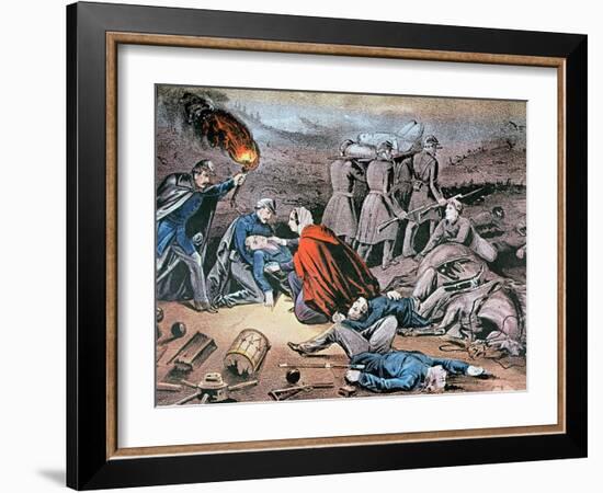 Clara Barton Tending Wounded During the American Civil War-American School-Framed Giclee Print