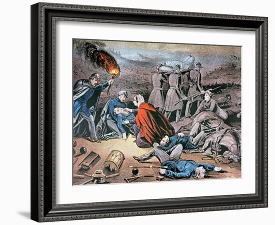 Clara Barton Tending Wounded During the American Civil War-American School-Framed Giclee Print